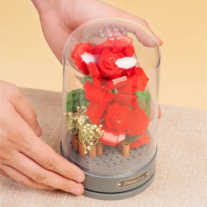 Rose Music Box Immortal Flower DIY Building Block Musical Box Romantic