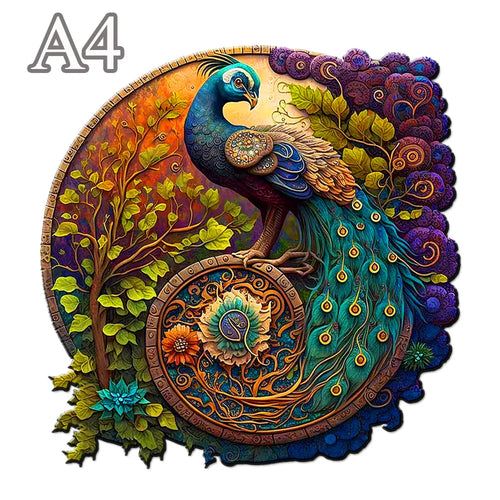 Adult Animal Wooden Puzzle Round Peacock and Bird Wooden Puzzle