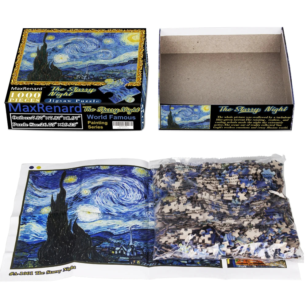 MaxRenard 1000 Pieces Jigsaw Puzzle for Adults Van Gogh Starry Night