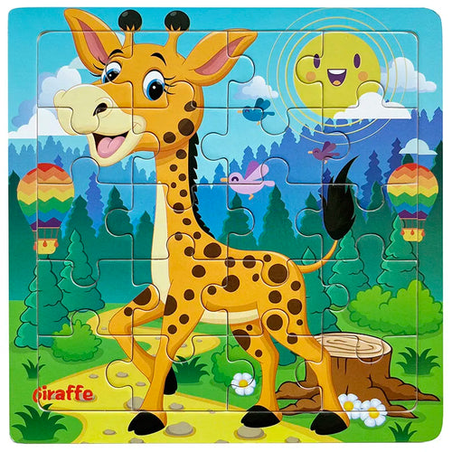 20piece Wooden Puzzle Cartoon Animals Car Letter Number Pattern Jigsaw