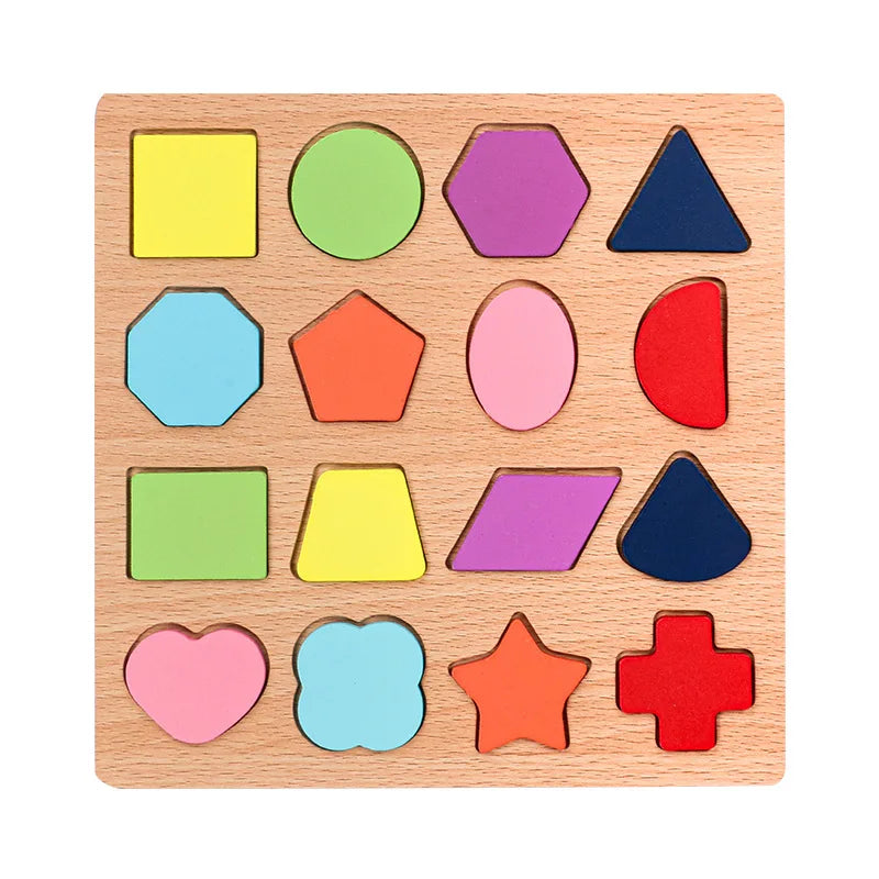 Colorful Alphabet Number Wooden Puzzles Kids Intelligent Matching Game