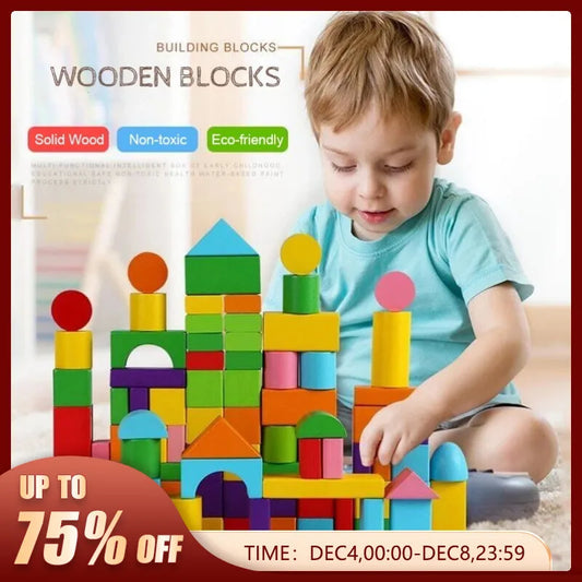 40pcs/Sets Large Safe Wooden Building Blocks Early Educational Blocks