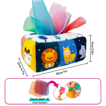 Baby Montessori Boxes Baby Toys Infant Pull Along Magic Tissue Box