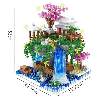 Ancient Architecture Peach Blossom Pond Castle Girl Model Building