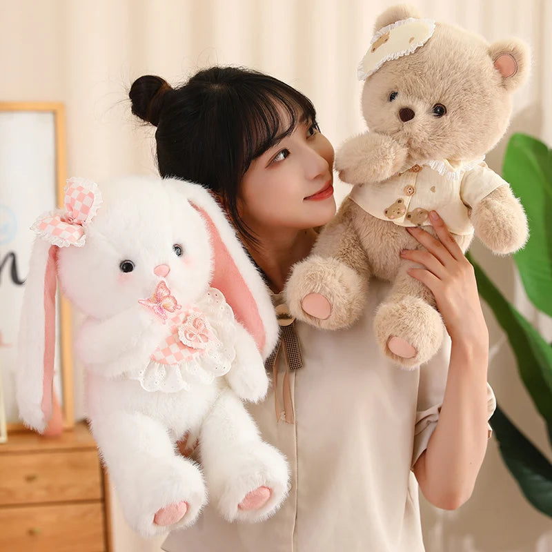 45cm Cute Bow Cat And Bear Plush Toys Doll Pillow Stuffed Toy Stuffed