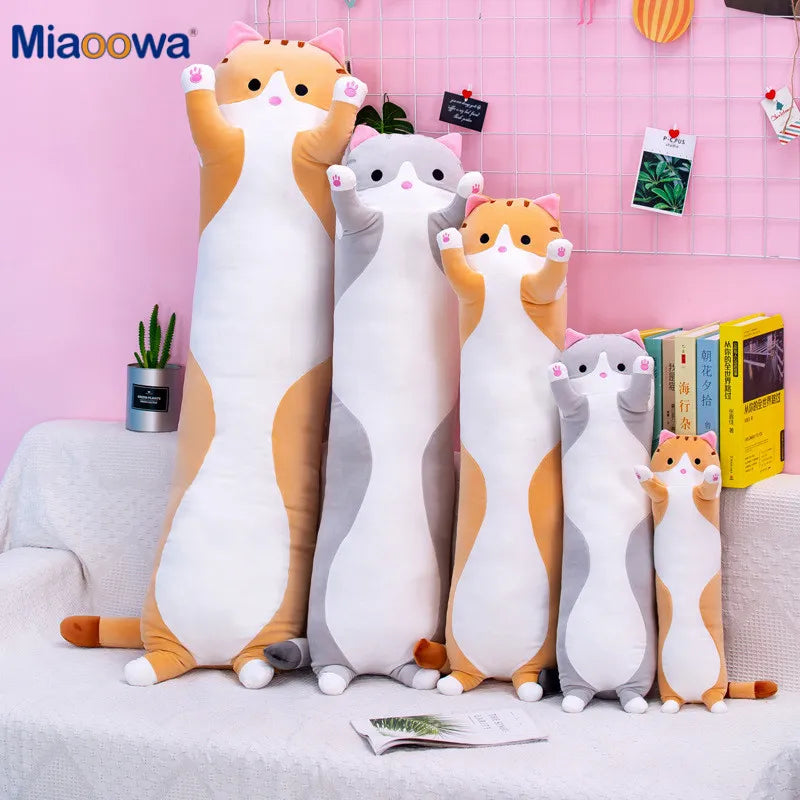 50/70cm Cute Soft Long Cat Plush Toys Stuffed Pause Office Nap Pillow