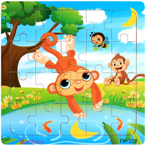 20piece Wooden Puzzle Cartoon Animals Car Letter Number Pattern Jigsaw