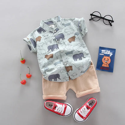 Fashion Baby Boy's Suit Summer Casual Clothes Set Top Shorts 2PCS Baby