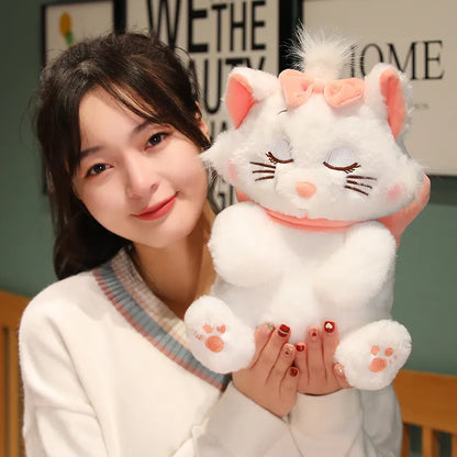 Cute White Cat With Bow Plush Toys Lovely Cartoon Animals Stuffed