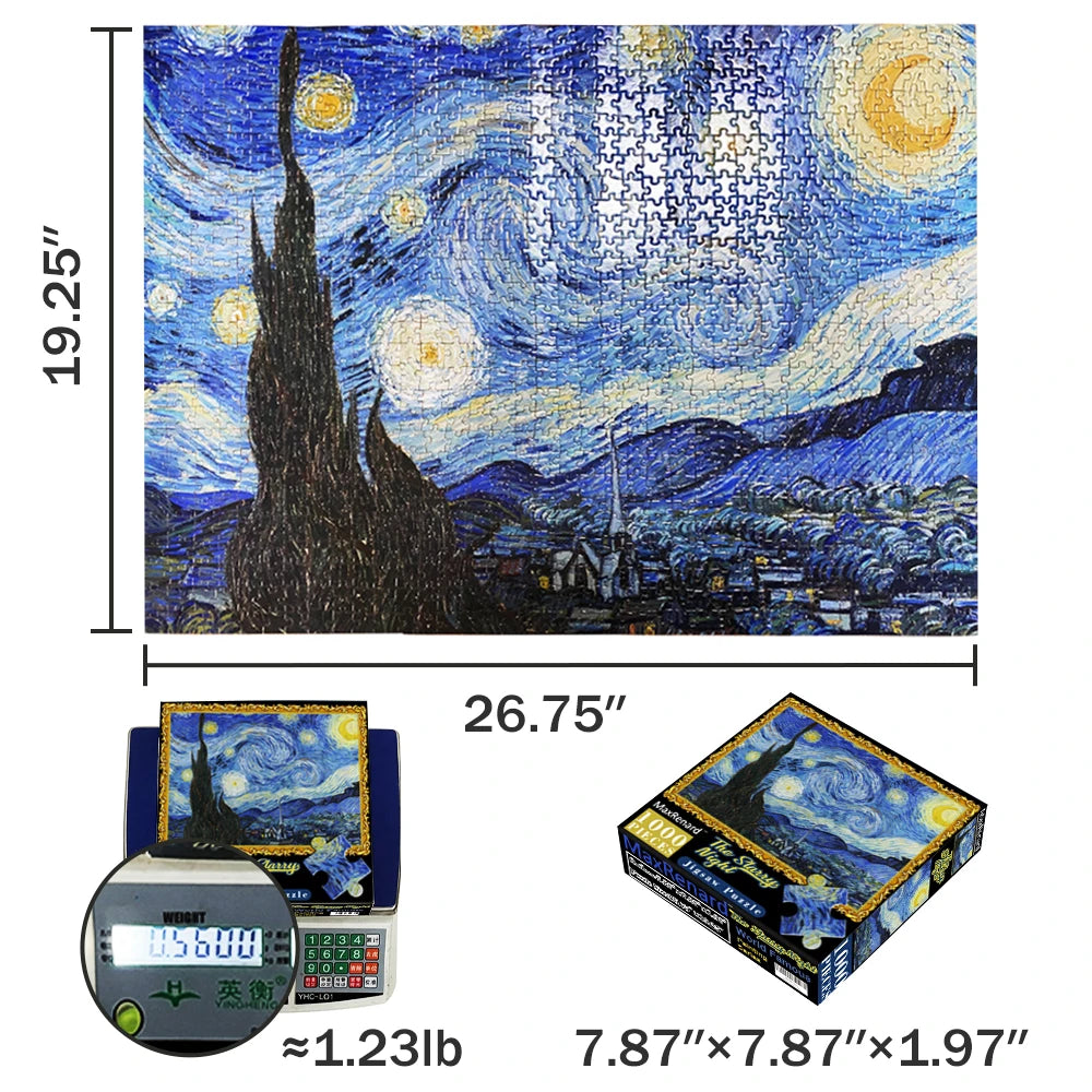 MaxRenard 1000 Pieces Jigsaw Puzzle for Adults Van Gogh Starry Night