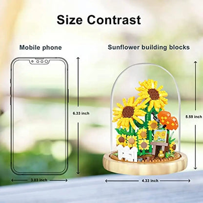 Flowers Bouquet Building Blocks Set Mini Bricks Sunflower Botanical