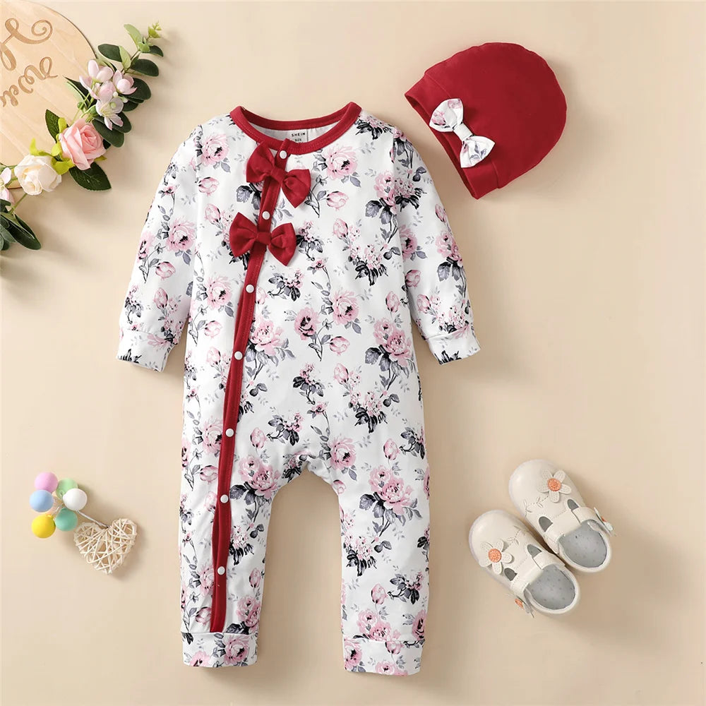 0-18 Months Newborn Baby Girl Romper Clothes Long Sleeve Flower