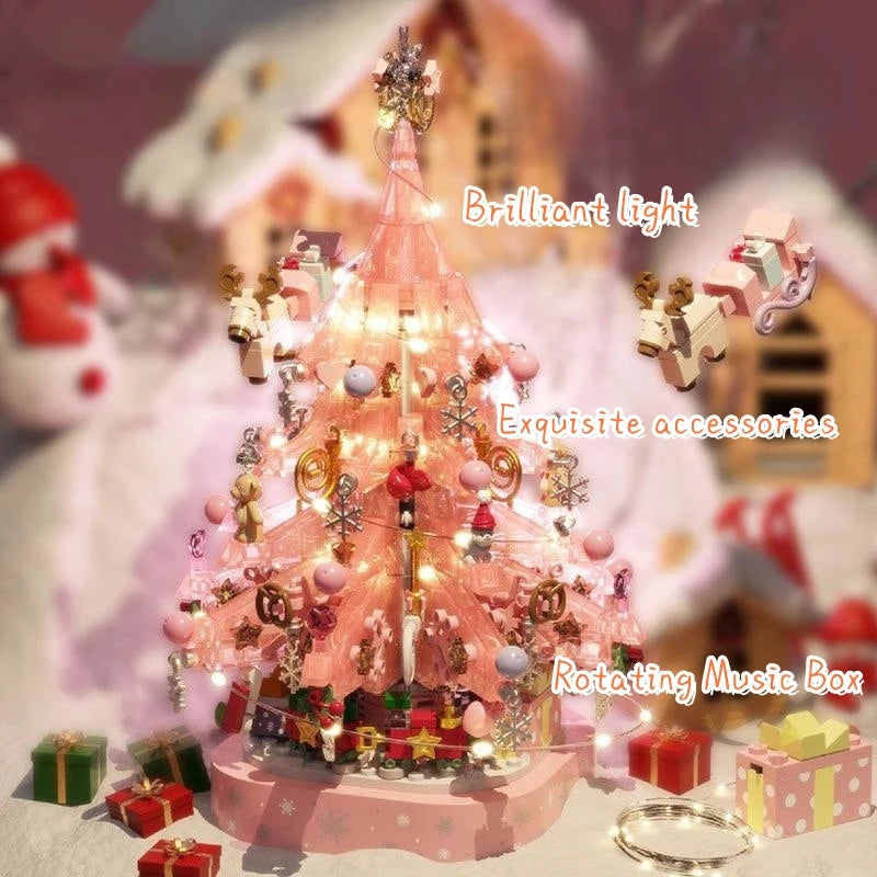 Crystal Christmas tree music box assembly puzzle block toys to give