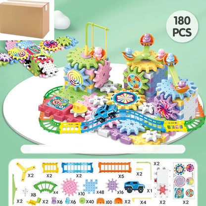 263pcs Electric Gears 3D Model Building Blocks Plastic Kid House