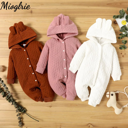 Autumn Winter Baby Romper Boys Girls Lovely Ears Hooded Long Sleeve