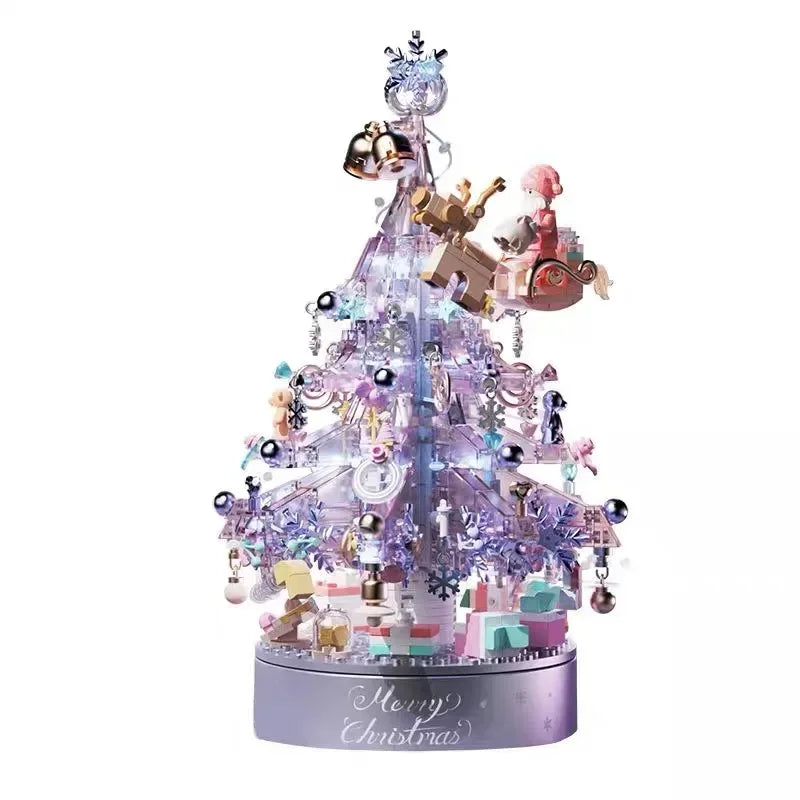 Purple Dream Christmas Tree Lights Music Box Building Blocks Model Toy