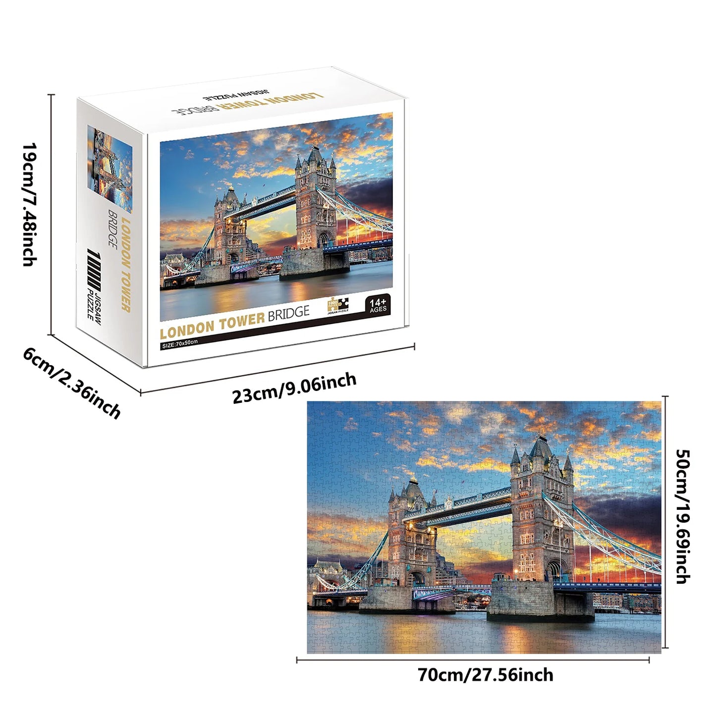 1000 Pieces London Bridge Jigsaw Puzzles, Adults Teens Kids Toys Gift