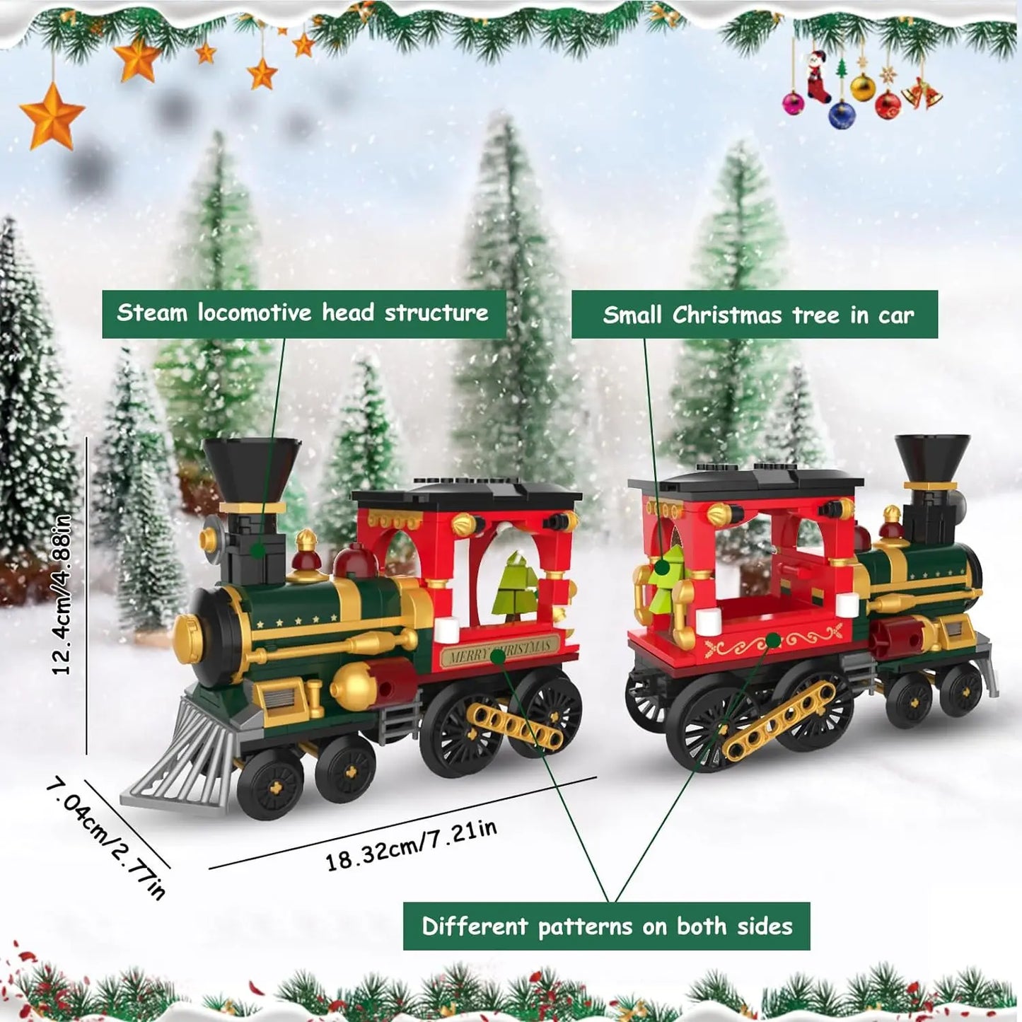 Children's Christmas Train Building Block Set DIY Christmas Tree Music