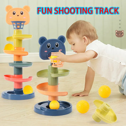 Baby Activity Toys Rolling Ball Pile Tower Rotating Track Ball Tower