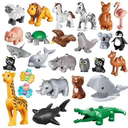 26pcs/set Big Size Figure Animals Block Farm Series Big Building