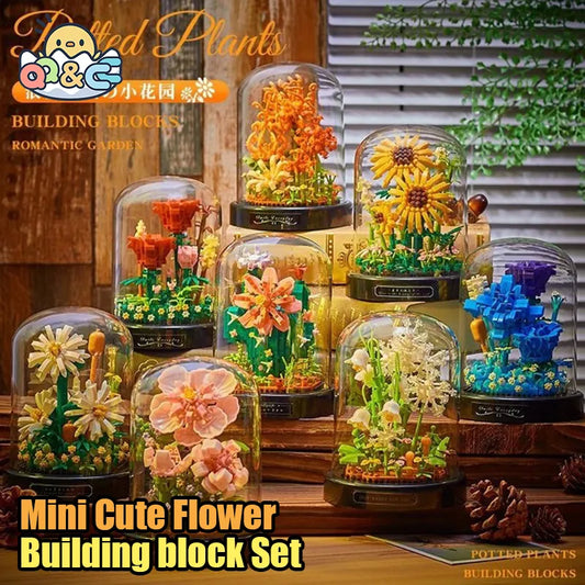 Bouquet Building Blocks with Display Box Mini Eternal Life Flower 3D