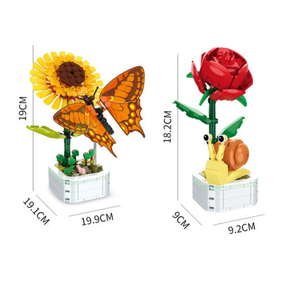 DIY Butterfly Insect Potted Plant Bonsai Flower Block Rose Decoration