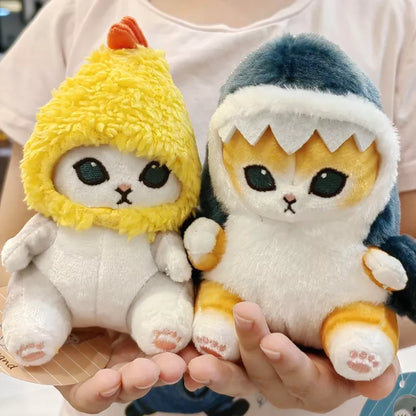 Kawaii Tempura Fried Shrimp Shark Cat Plush Doll Keychain Cartoon Cute