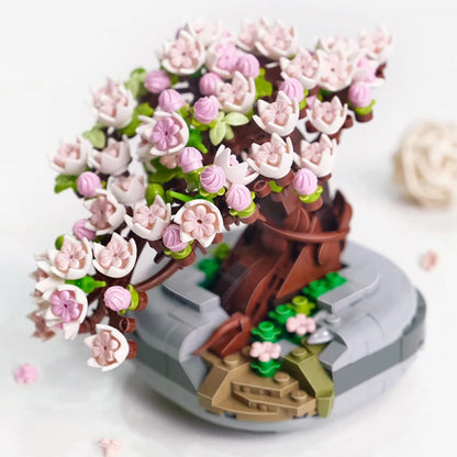 Mini Bonsai Building Block Flower Creative Plant Cherry Blossom Tree