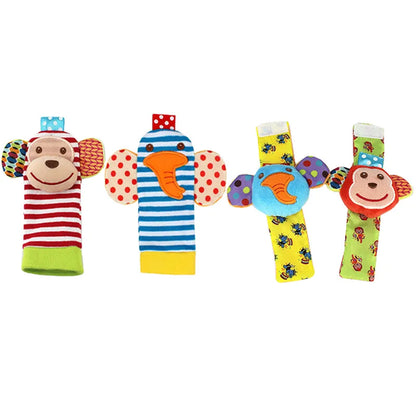 4PCS/SET Baby Rattle Toys Cute Stuffed Animals Wrist Rattle Foot