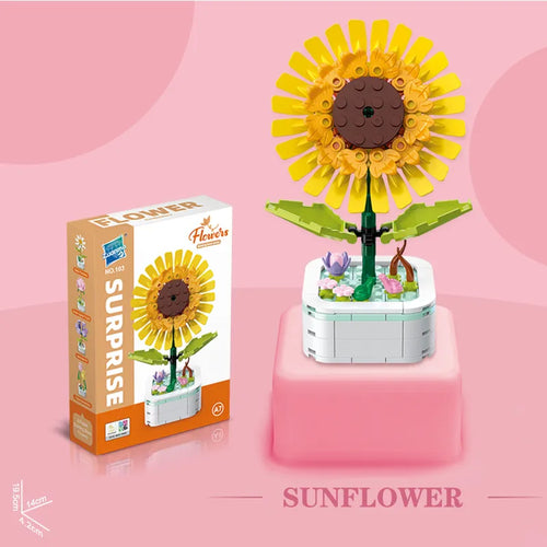 Bouquet Building Block Set Plant Potted Bricks Toys Sunflower Rose