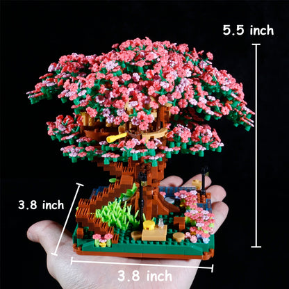 Bibilock 2138pcs Sakura House Tree Building Blocks Cheer Flower City