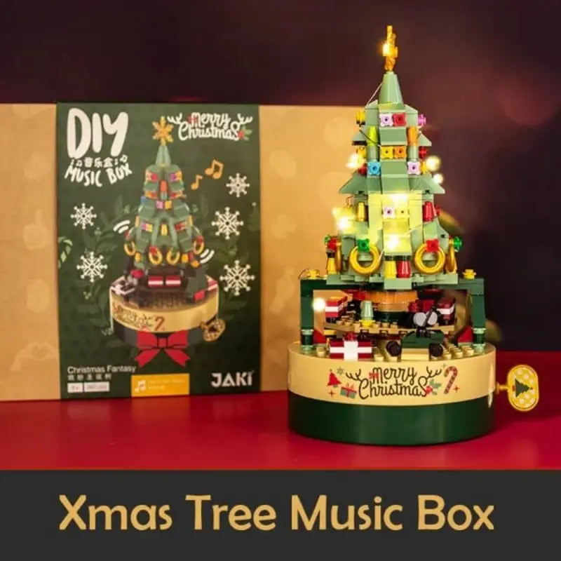 Diy Christmas Tree Brick Music Box Revolving Music Box Building Blocks