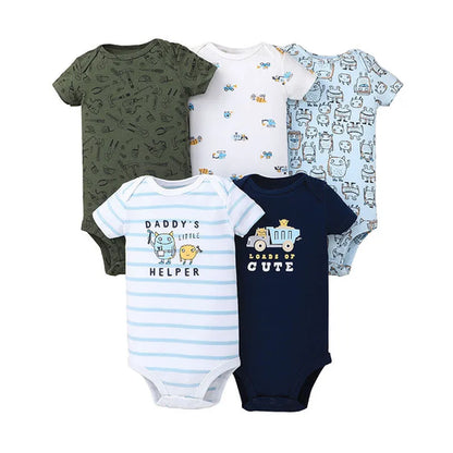 5PCS/Lot Baby Bodysuits 100% Cotton Newborn Baby Boys Clothes Short