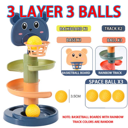 Baby Activity Toys Rolling Ball Pile Tower Rotating Track Ball Tower