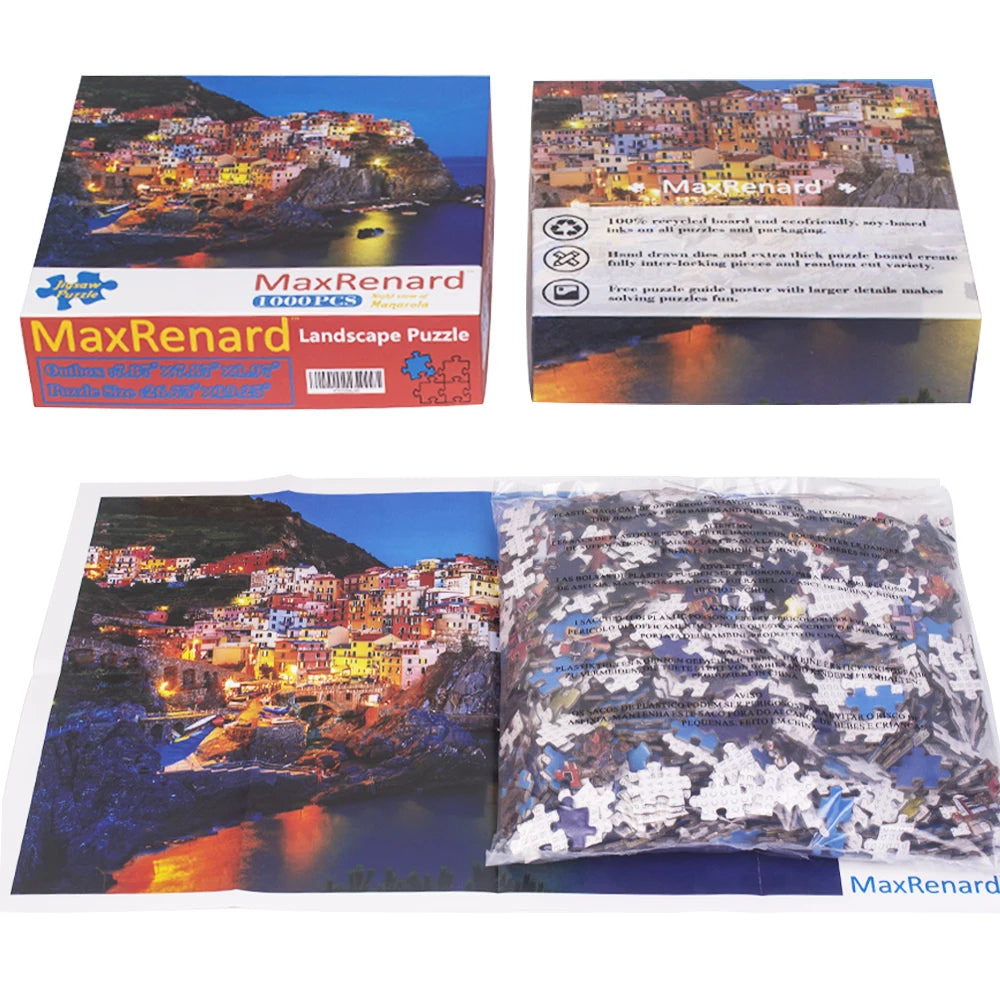 MaxRenard Jigsaw Puzzle 1000 Pieces for Adults Cinque Terra Night View