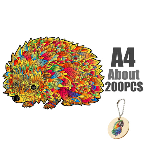 Unique Wooden Animal Jigsaw Puzzles Flame Hedgehog Puzzle Gift