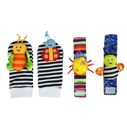 4PCS/SET Baby Rattle Toys Cute Stuffed Animals Wrist Rattle Foot