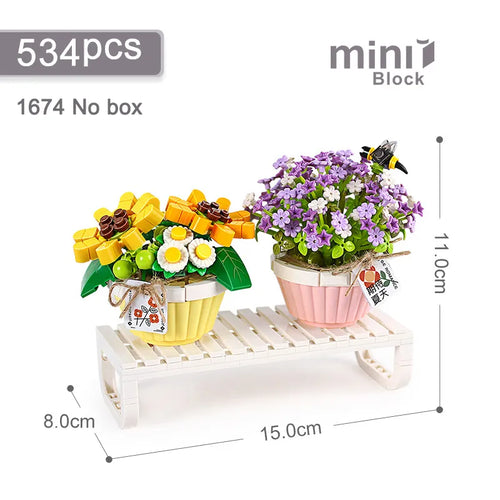 Mini Building Blocks Flowers DIY Plant Bouquets Potted Plant Models