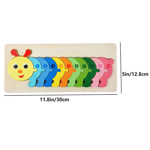 Rectangle Wooden Puzzle for Kids, Animals Vehicles Pattern Colorful