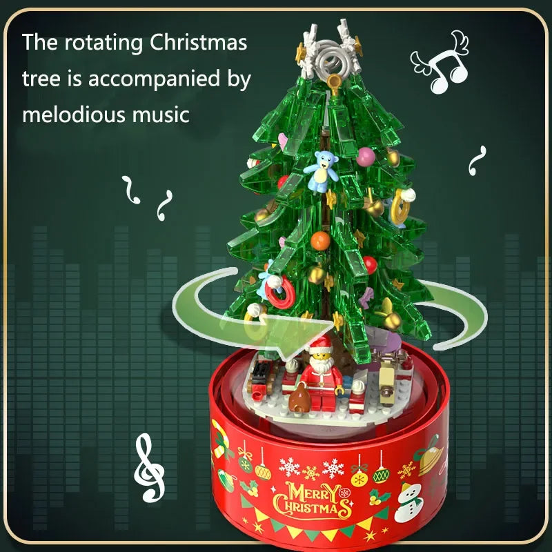 Happy Christmas Music Box Christmas Tree Building Blocks DIY Doll