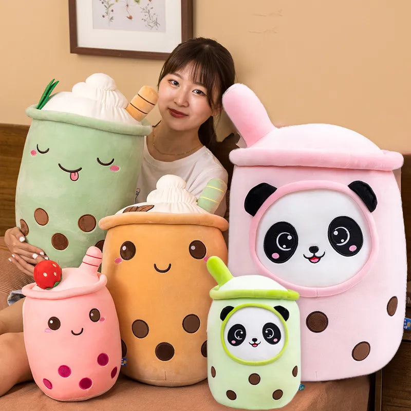 NEW Cute Cartoon Bubble Tea Plush Toy Stuffed Food Milk Tea Soft Doll