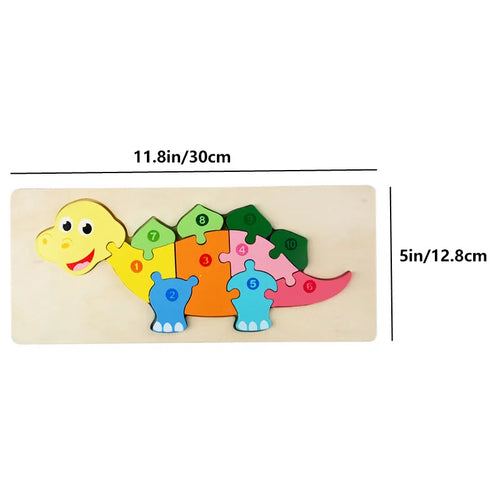 Rectangle Wooden Puzzle for Kids, Animals Vehicles Pattern Colorful