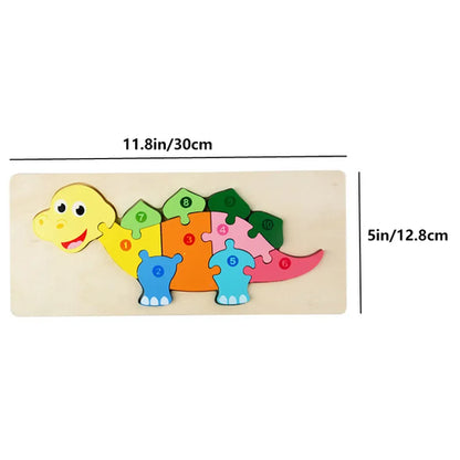 Rectangle Wooden Puzzle for Kids, Animals Vehicles Pattern Colorful