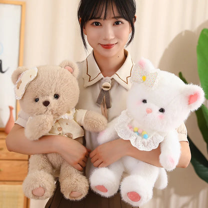 45cm Cute Bow Cat And Bear Plush Toys Doll Pillow Stuffed Toy Stuffed