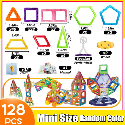 64-184Pcs Kids Magnetic Building Blocks Mini Size Magnet Toys for Boys