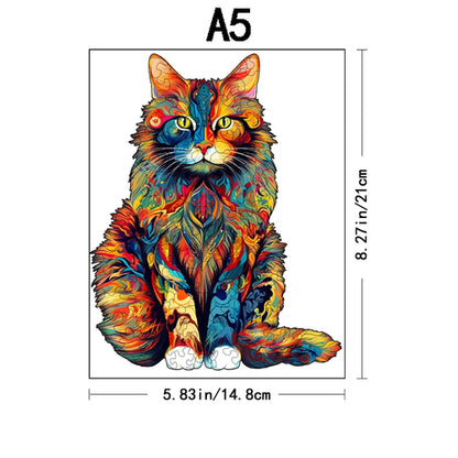 Color Changing Cat Wooden Puzzle Irregular Animal Shaped Wooden Puzzle