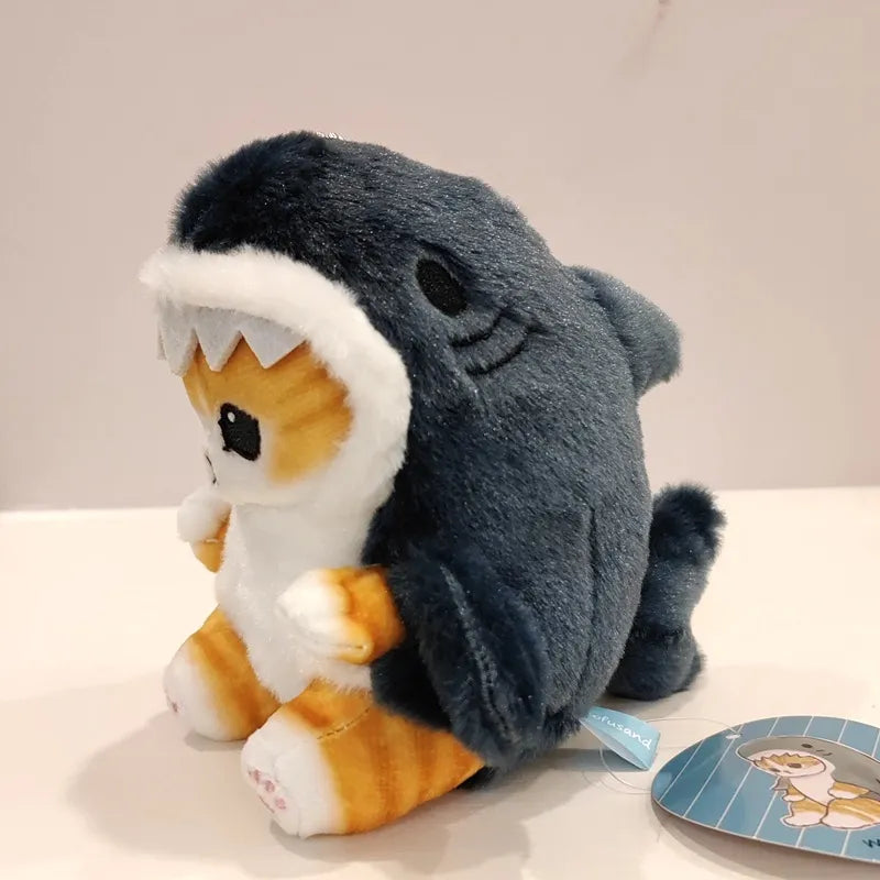 Kawaii Tempura Fried Shrimp Shark Cat Plush Doll Keychain Cartoon Cute