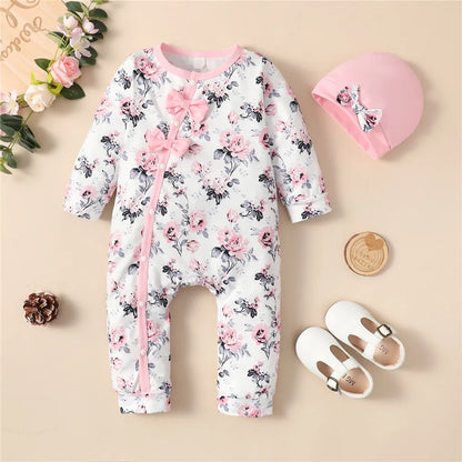 0-18 Months Newborn Baby Girl Romper Clothes Long Sleeve Flower