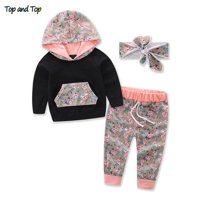 Top and Top Fashion Cute Infant Newborn Baby Girl Clothes Hooded