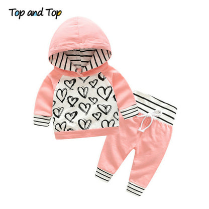 Top and Top Fashion Cute Infant Newborn Baby Girl Clothes Hooded